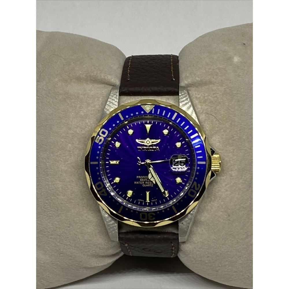 Invicta Pro Diver 8935 Men's Brown Leather Strap Analog Dial Quartz Watch EY148